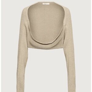OAK + FORT Beige Oversized Ribbed Bolero Shrug
